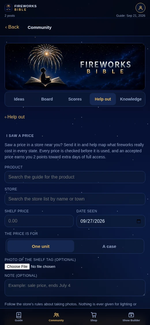 Report a shelf price